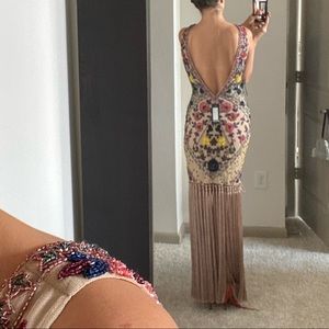 Nasty Gal Couture Beaded Fringe Gown